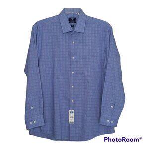 Dockers Shirt Men's Large Button Down Fitted Dress Plaid Business Dress Office